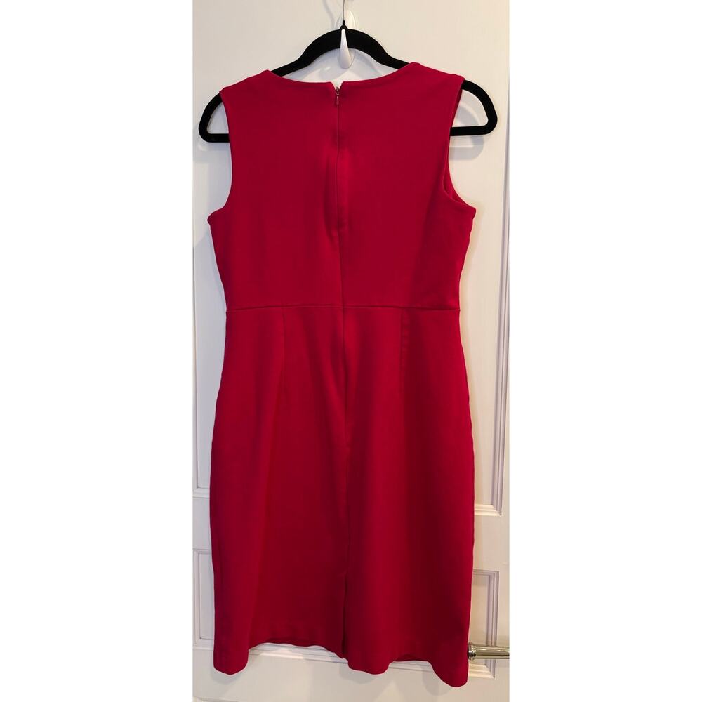 Lands' End Women's Sleeveless Ponte Sheath Dress Raspberry Pink Pockets Size 8 - Picture 2 of 4